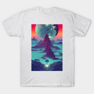 Ice Moon Over Red Spires T-Shirt